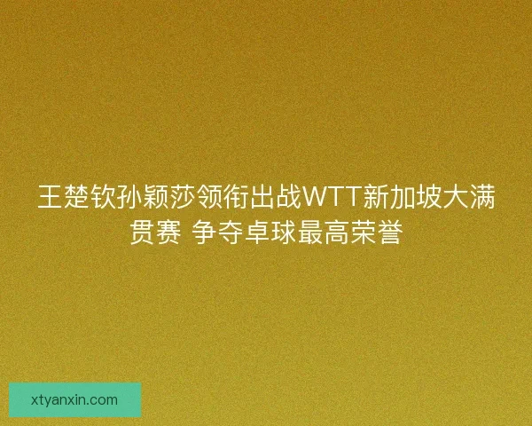 王楚钦孙颖莎领衔出战WTT新加坡大满贯赛 争夺卓球最高荣誉